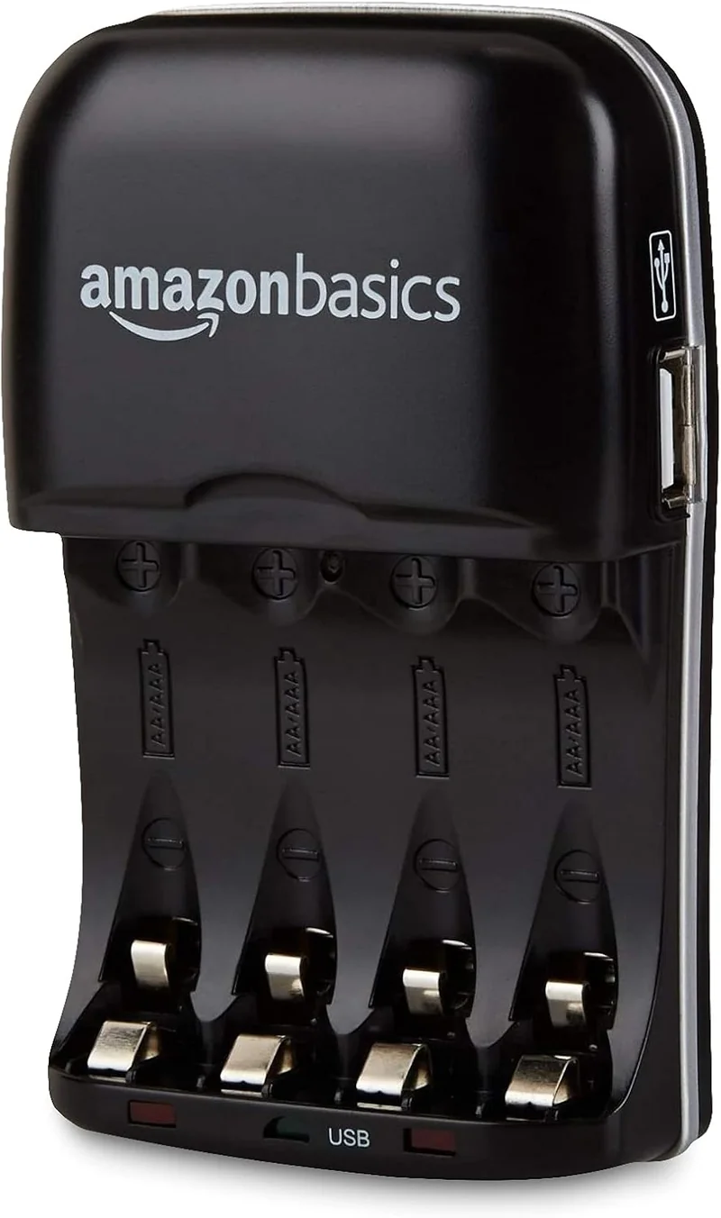 Amazon Basics Caricabatterie USB AA AAA Ni-MH Nero Mega Bestseller