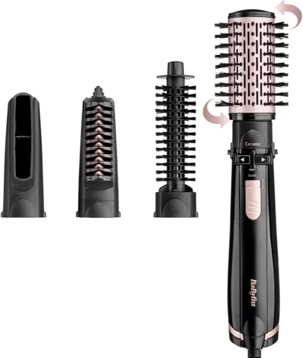 BaByliss Spazzola Rotante Aria Calda 4 Accessori 2 Temperature Aria Fredda