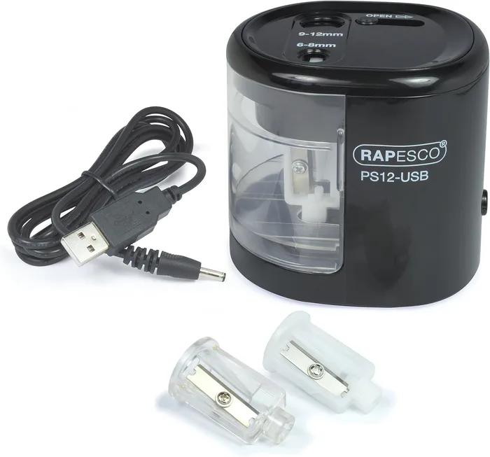 Rapesco 1449 Temperamatite Elettrico Automatico PS12-USB Ricarica USB Batterie