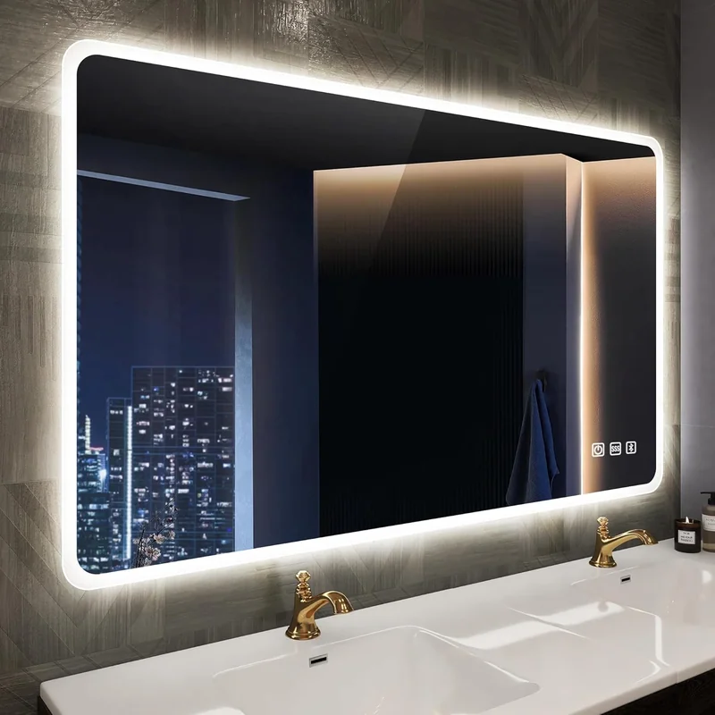 S'bagno Specchio Bagno con Luce 60x80 LED Retroilluminato Bluetooth Antifog 3 Colori Dimmerabile Memoria Temperato Impermeabile IP44