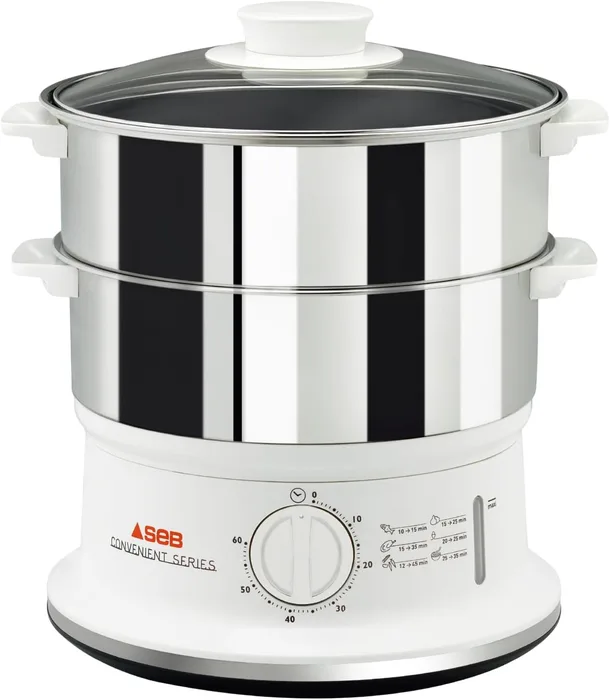 Tefal VC1451 Convenient Series Vaporiera Inox 6L Timer Auto-Off Bianco