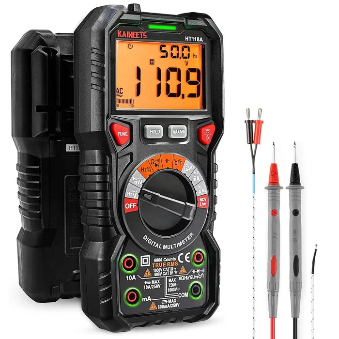 Multimetro Digitale Professionale Automatico TRMS 6000 Conti LED Tester