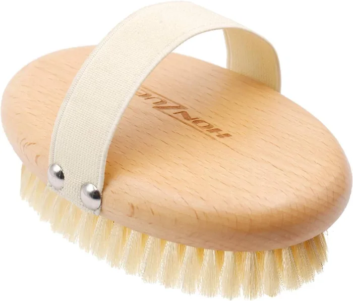 Spazzola Corpo Secco Setole Naturali Dry Brushing Massaggiatore Anticellulite