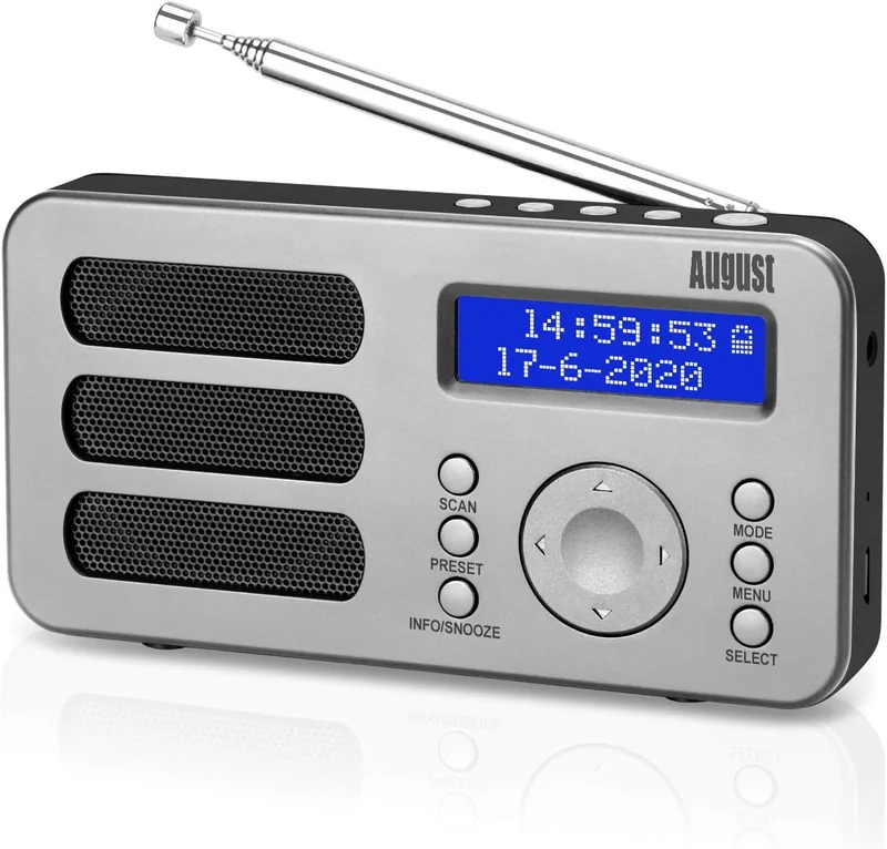August MB225 Radio Portatile DAB DAB+ FM Dual Radiosveglia 40 Preselezioni RDS