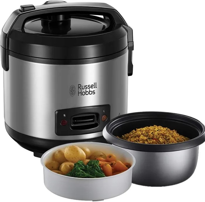Russell Hobbs Cuociriso e Vaporiera 2 in 1 1.2L 500W 6 Tazze Cesta Carne