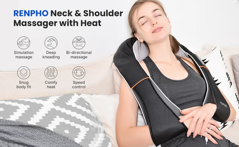 Massaggiatore cervicale RENPHO Shiatsu applicato sulle spalle