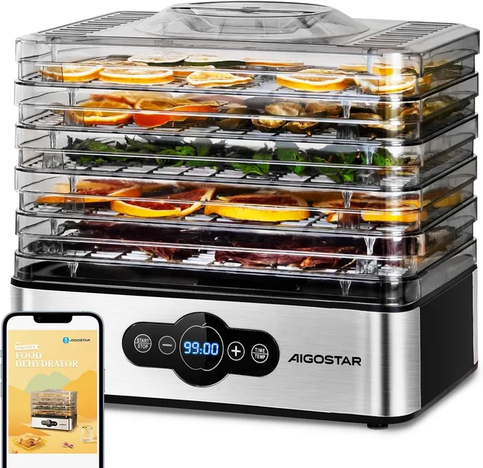 Aigostar Crispy Essiccatore 240W 5 Vassoi Controlli Digitali Timer