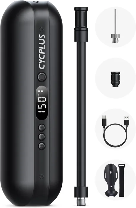 CYCPLUS Mini Compressore Portatile 150 PSI Batteria USB Luce LED