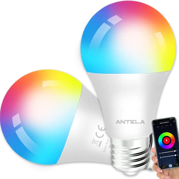 ANTELA Lampadina Smart WiFi E27 RGB Dimmerabile 9W 1000ML 72W Equivalente