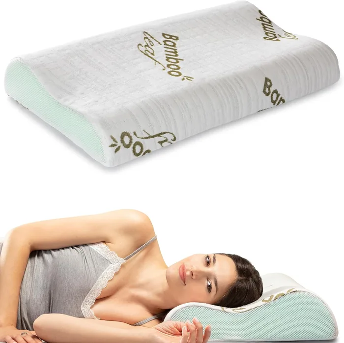 Flowen Cuscino Cervicale Memory Foam Aloe Vera Doppia Onda Traspirante