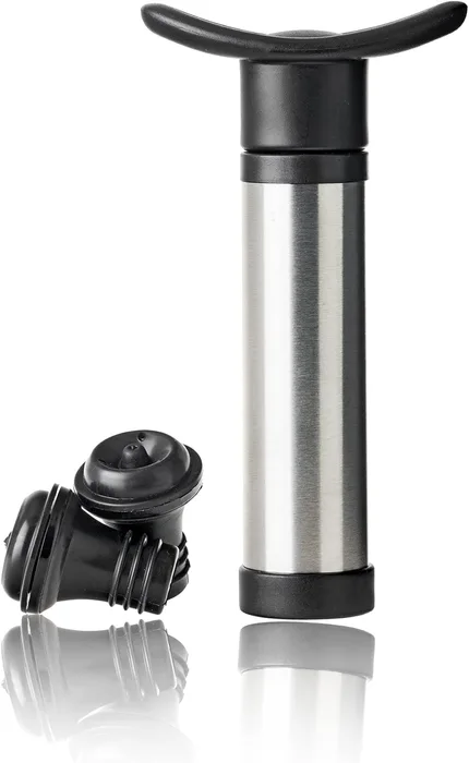 Pompa per Vuoto Vino Acciaio Inox 2 Tappi Silicone Conservazione 7 Giorni
