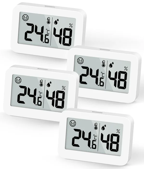 DOOMAY 4-Pack Igrometri Mini Indoor Misuratore Umidità Celsius Temperatura