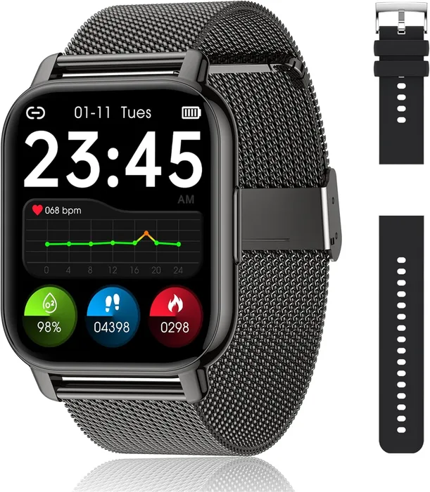 Popglory Smartwatch Chiamate WhatsApp AI 100 Sport Pressione Cardiofrequenza