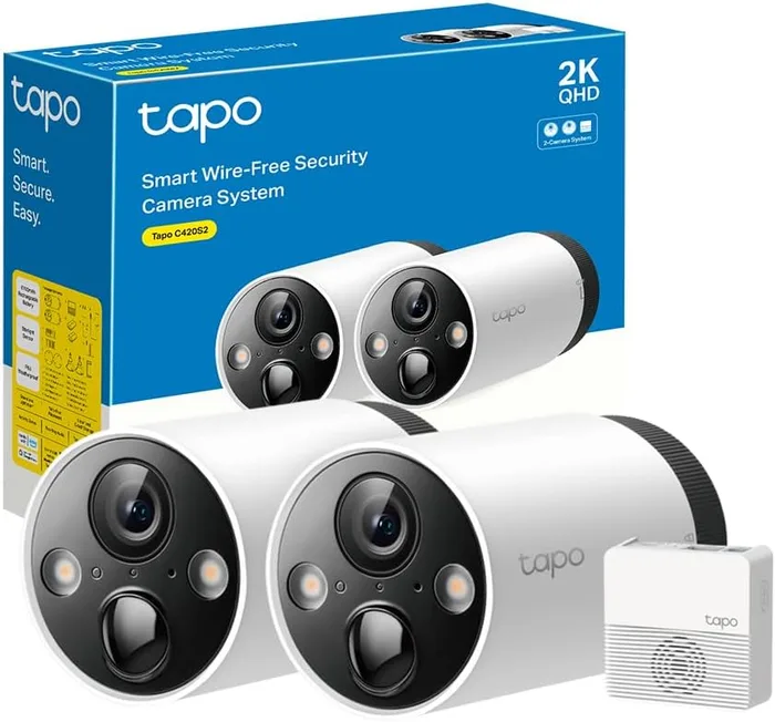 Tapo C420S2 Telecamera WiFi Esterno 2K Kit 2 Cam con Hub