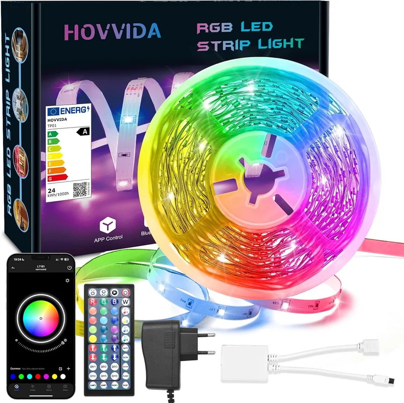 HOVVIDA Striscia LED 10m RGB App + Telecomando 21.585 rec