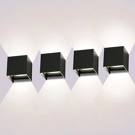 ledmo 4 Pezzi Applique Parete Interno Esterno 12W LED Moderno Angolo Regolabile Up Down 3000K IP65