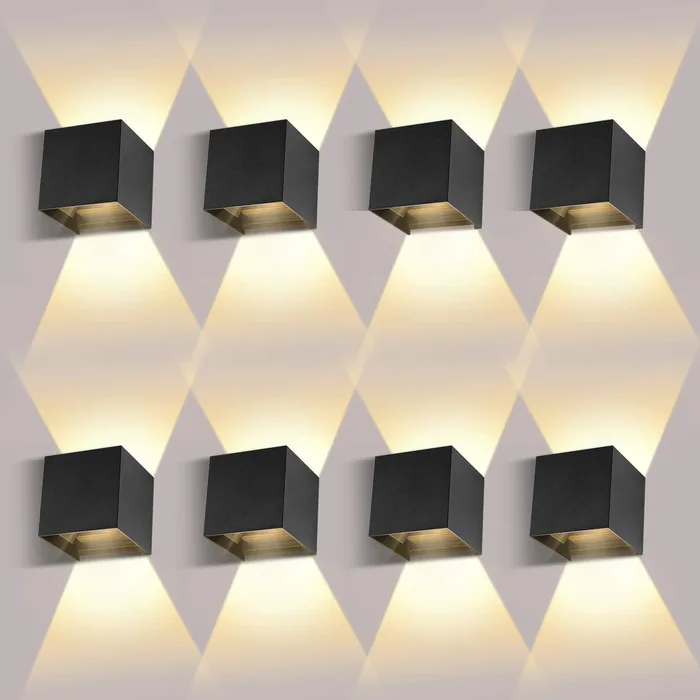 ledmo 8 Pezzi Applique Esterno 12W Up Down Bianco Caldo 3000K Moderno Lampada Parete IP65