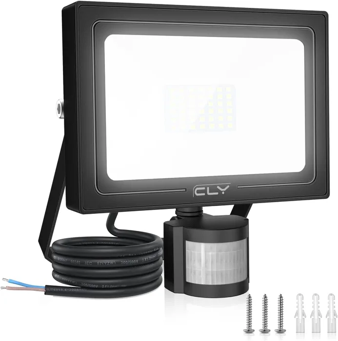 CLY Faretto LED Esterno 50W con Sensore di Movimento 6500K