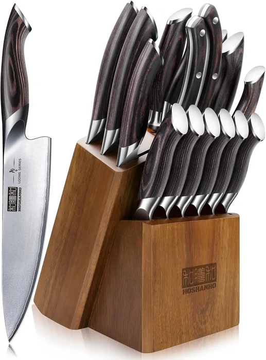 HOSHANHO Set 16 Pezzi Coltelli Chef Professionali Acciaio Inox Giapponese Ultra Affilati