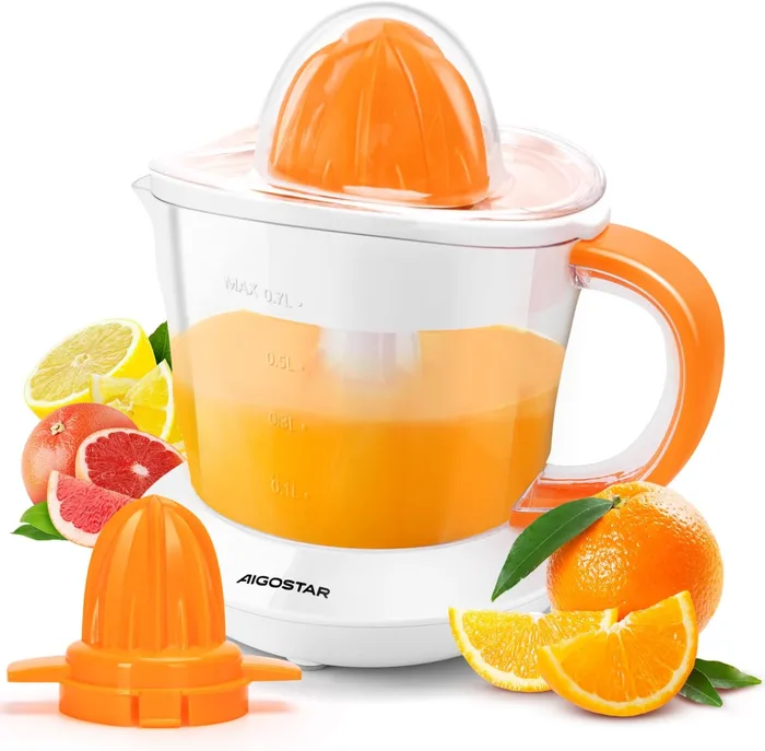 Aigostar Nia Spremiagrumi Elettrico 40W 700ml Beccuccio Antigoccia 2 Coni