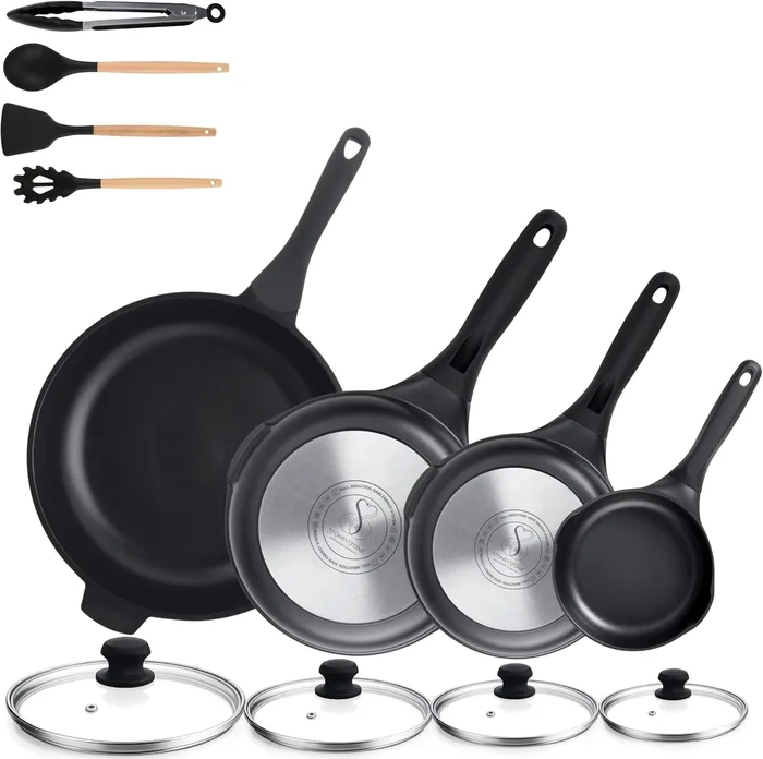 Stone&Stone Set 4 Padelle Antiaderenti 20-32cm Rivestimento Tedesco Induzione Gas Pro
