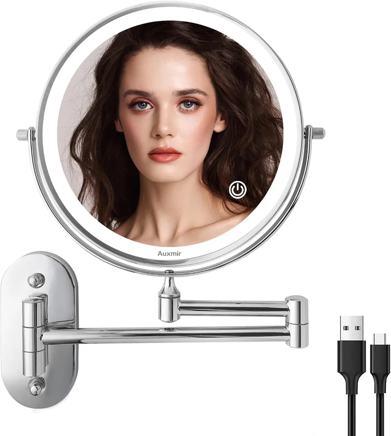 Auxmir Specchio Trucco 20X/1X Parete 54 LED 3 Colori Estensibile 360°