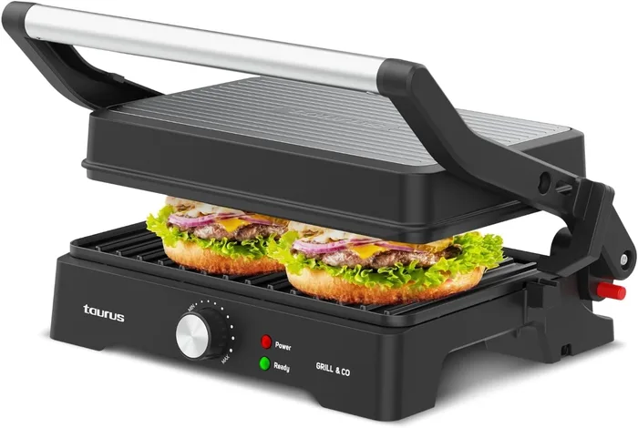 Taurus Grill Elettrico Grill&Co GR1500X 1500W Piastre Antiaderenti 27,5×17,3cm Coperchio 180°