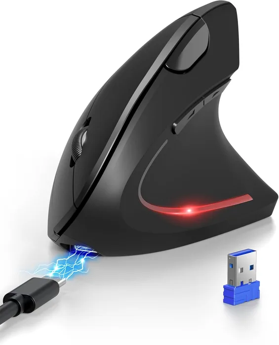 TECKNET Mouse Verticale Bluetooth Ricaricabile 4800 DPI 6 Pulsanti