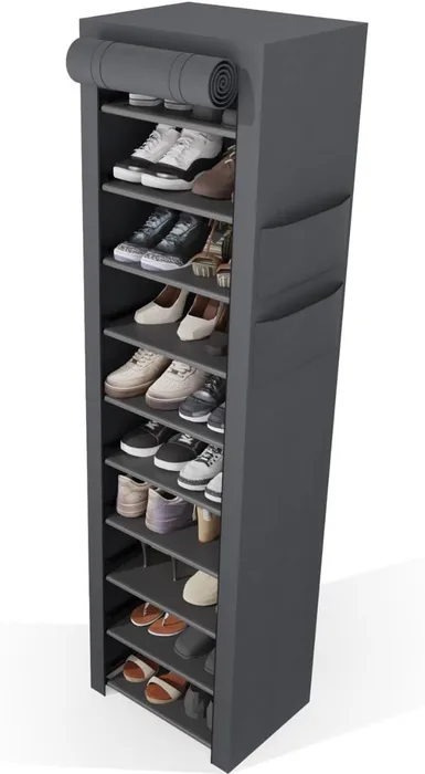 Scarpiera Slim Tessuto Impermeabile 11 Ripiani 45x175x30cm Esterno Interno