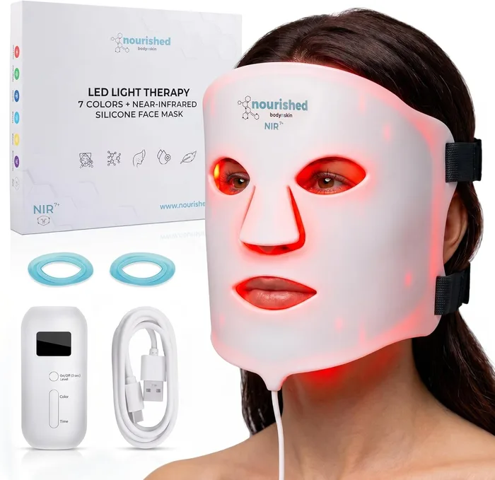 Nourished Bodynskin Maschera LED Viso 7 Colori 456 LED Infrarossi Anti-Eta