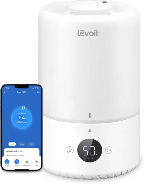 LEVOIT Dual 200S Umidificatore Smart 3L Top-Fill Ultrasuoni 25h