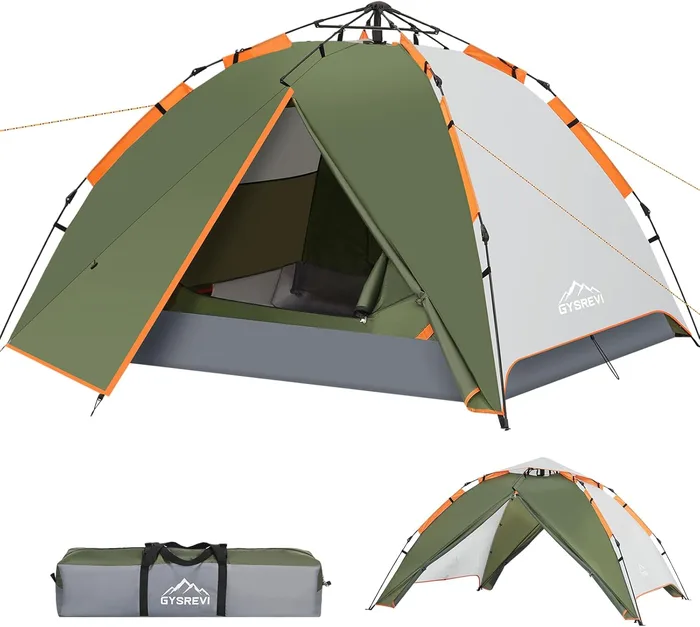 Tenda Campeggio Automatica 2-4 Persone Doppia Porta Anti UV Impermeabile 2 in 1