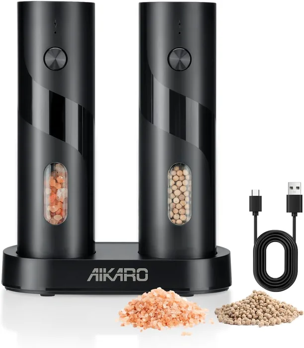 AIKARO Macchina Sale Pepe Elettrica Grancino Automatico Spezie Ricaricabile Set
