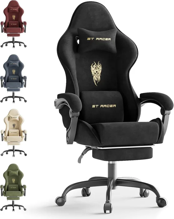 Ferghana Sedia Gaming Velluto Massaggiante Cuscino Lombare Reclinabile