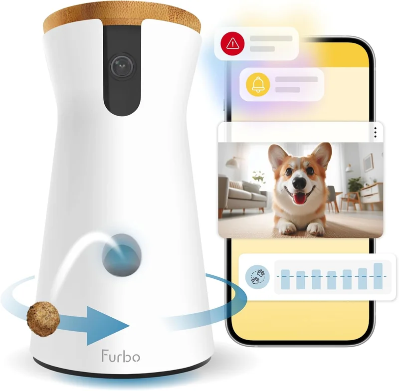 Furbo Mini Telecamera Animali Domestici 360 Cane Gatto Snack Tossici