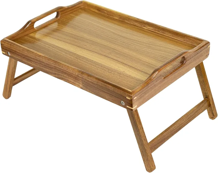 Utoplike Vassoio Letto Acacia Mangiare Vassoi Colazione Gambe Pieghevoli