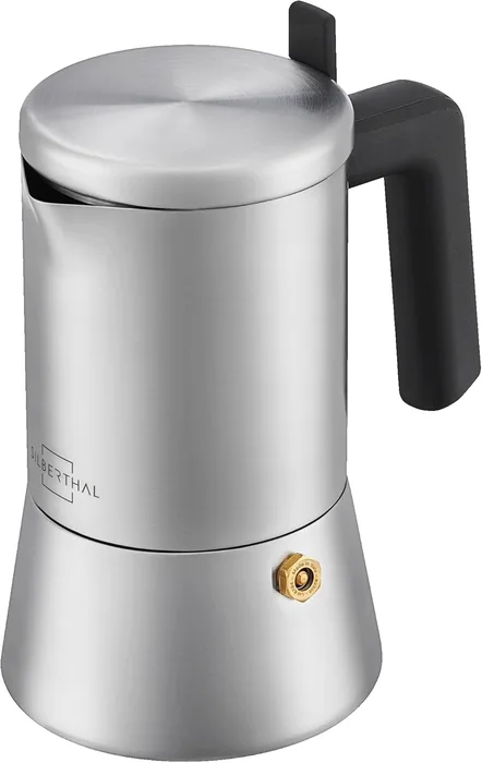 SILBERTHAL Moka Induzione e Gas 4 Tazze 200ml Acciaio Inox Caffettiera Italiana con Riduttore