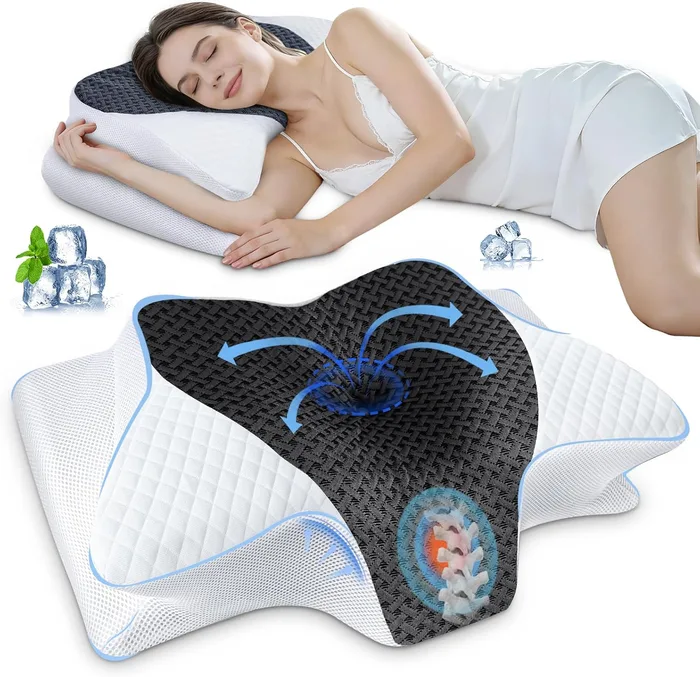 SAHEYER Cuscino Cervicale 2 in 1 Memory Foam Doppia Altezza Nuca