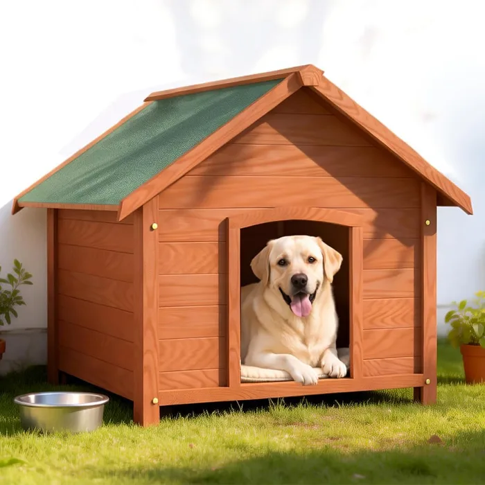 BAKAJI Cuccia Cani Gatti Legno Cipresso Tetto Spiovente Apribile Esterno Interno