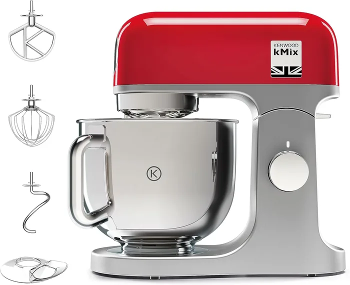 Kenwood KMX750RD KMIX impastatrice planetaria premium ciotola acciaio 5L manico 3 ganci miscelazione 1000W 8 velocita design iconico colori vivaci espandibile sistema 20 attacchi panificatori pasticceri professionali brand UK 2026