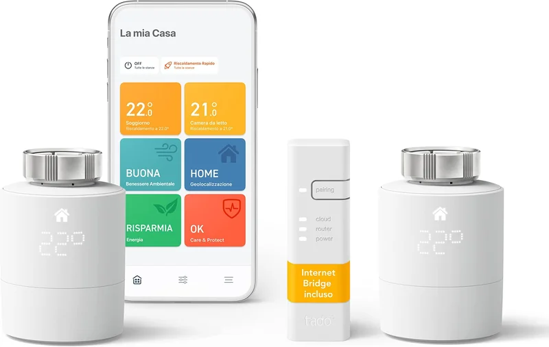 Termostato wifi smart accanto a caldaia a gas in casa