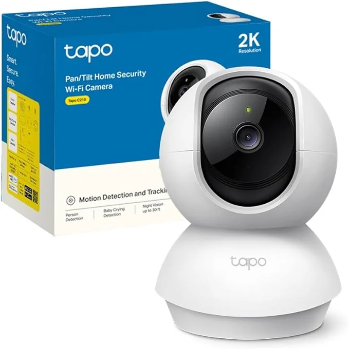 Tapo C210 telecamera WiFi interno 2K 3MP videocamera sorveglianza visione notturna notifiche tempo reale storage cloud MicroSD pan 360 tilt 114 brand TP-Link 2026