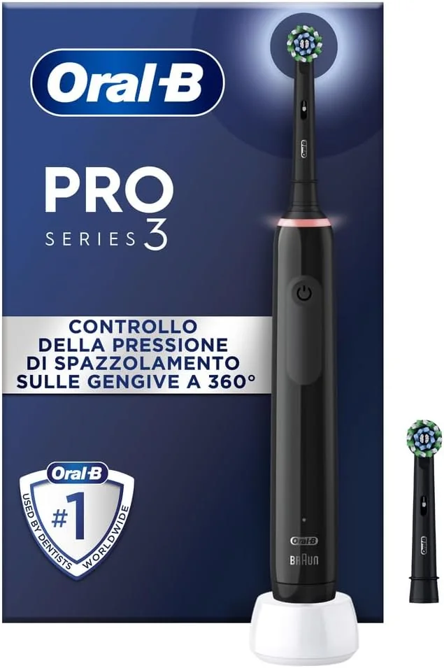 Oral-B Pro 3 3000 Spazzolino Elettrico Sensore Pressione 2 Testine Cross Action