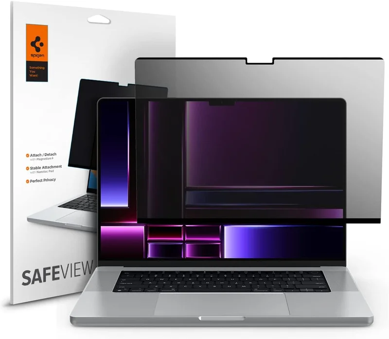 Spigen Safeview filtro privacy magnetico MacBook Pro 16 anti-spia