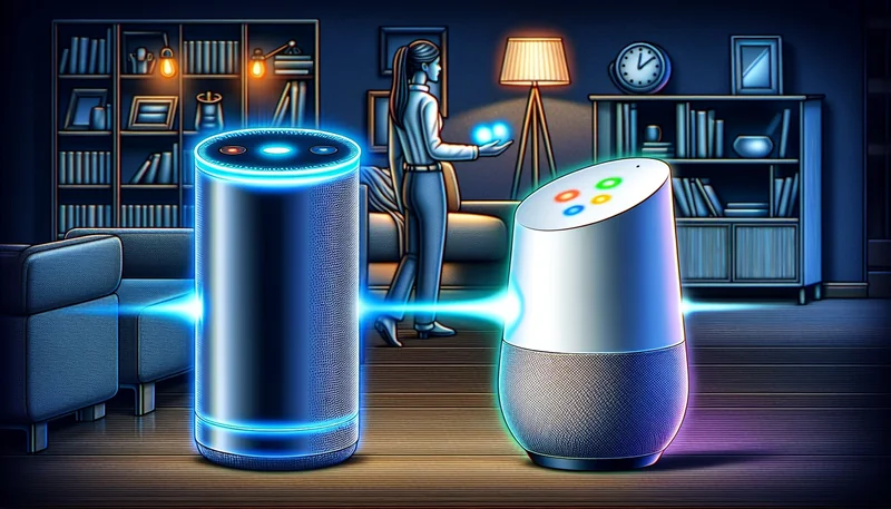 Echo Dot e Google Nest Mini affiancati per confronto